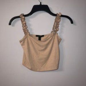 Light brown crop top with ruffle straps forever 21 size small